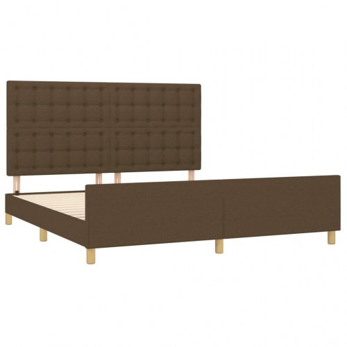 Sengeramme 160x200 cm med justerbar sengegavl - stof, mørkebrun