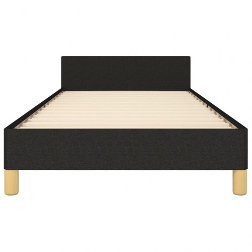 Sengeramme med sengegavl - sort stof 100 x 200 cm