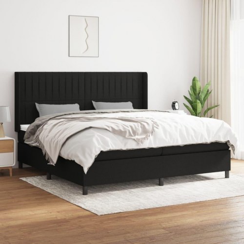 Kontinentalseng med madras 200x200 cm - stof, sort