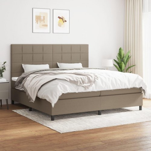 Kontinentalseng med madras 200×200 cm - stof, gråbrun