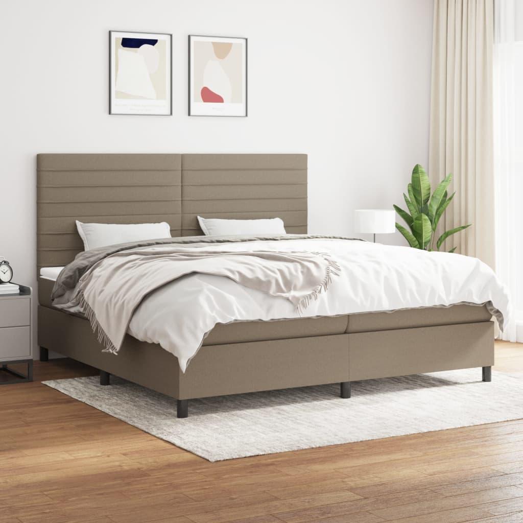 Kontinentalseng med madras 200x200 cm stof gråbrun billede