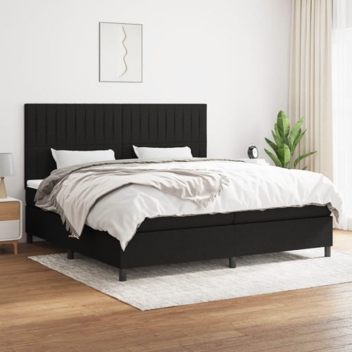 Kontinentalseng med madras 200 x 200 cm - stof, sort