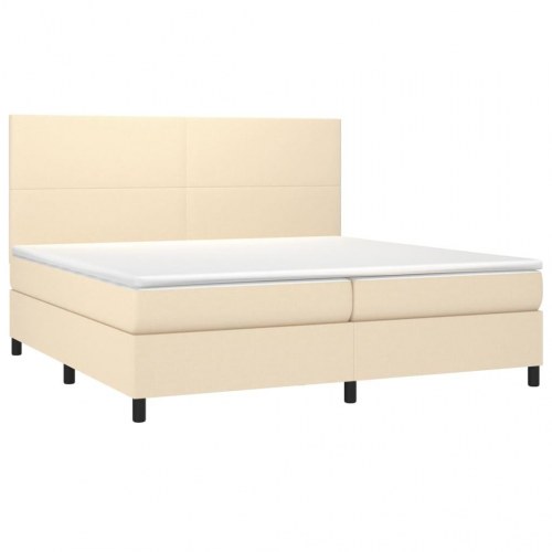 Kontinentalseng med madras 200x200 cm - cremefarvet stof