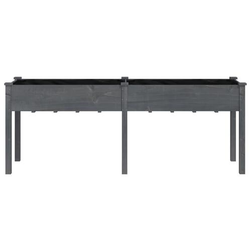 Plantekasse med foring 203x53x76 cm massivt fyrretræ grå