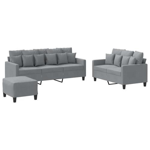 3 personers sofa med hynder stof lysegrå