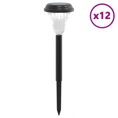 Solcellelamper med jordspyd 12 stk. RGB-farver varmt hvidt lys