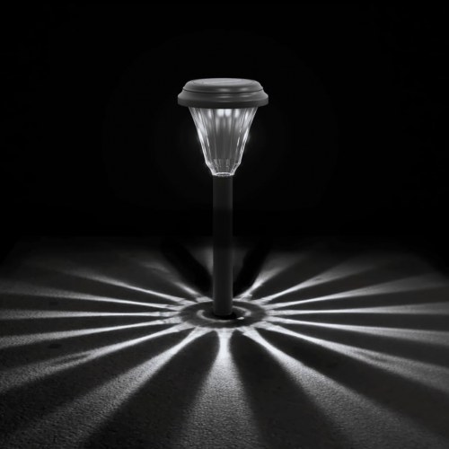 Solcellelamper med jordspyd 12 stk. RGB-farver varmt hvidt lys