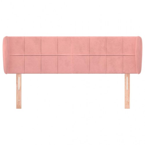 Sengegavl med kanter i fløjl 147 x 23 x 78/88 cm - lyserød