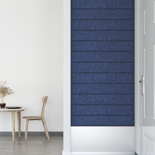 Vægpaneler 12 stk. 90x15 cm 1,62 m² stof blå