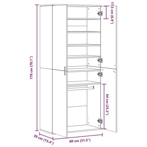 Skoskab 80x39x178 cm konstrueret træ hvid