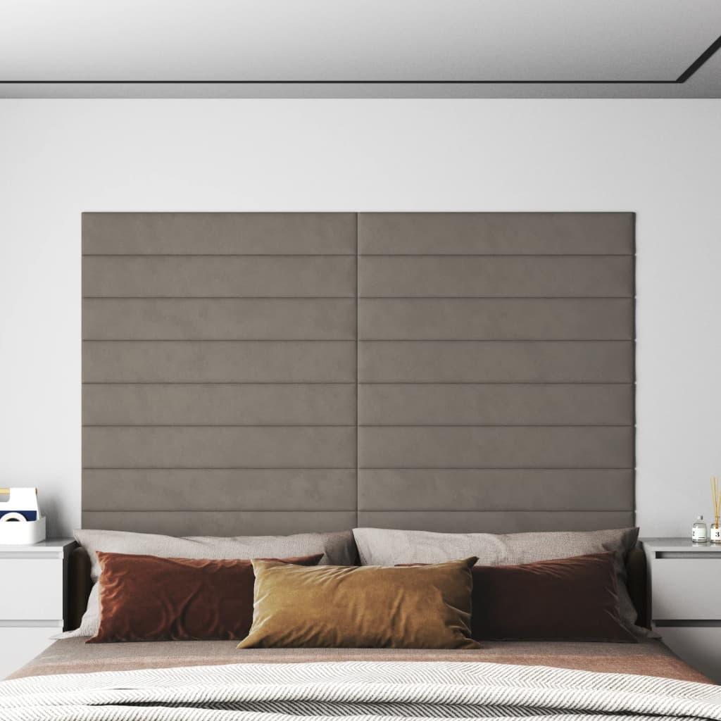 Vægpaneler 12 stk. 90x15 cm 1,62 m² fløjl lysegrå