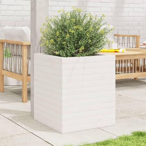 Plantekasse 40x40x46 cm massivt fyrretræ hvid