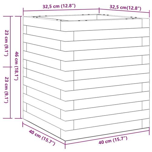 Plantekasse 40x40x46 cm massivt fyrretræ hvid