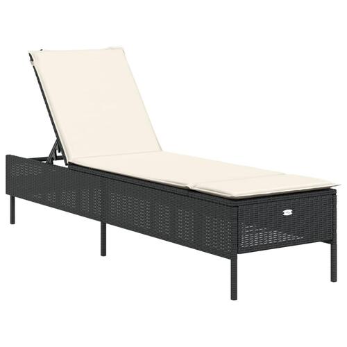 Liggestole 2 stk. med hynder polyrattan sort