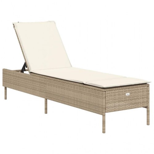 Liggestole 2 stk. med hynder polyrattan beige