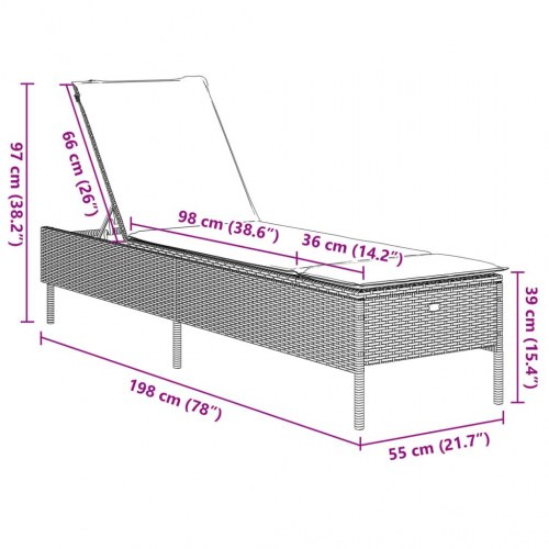 Liggestole 2 stk. med hynder polyrattan beige