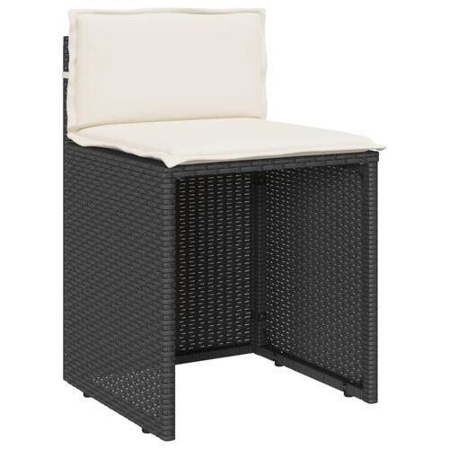Bistrosæt til haven 3 dele med hynder polyrattan sort
