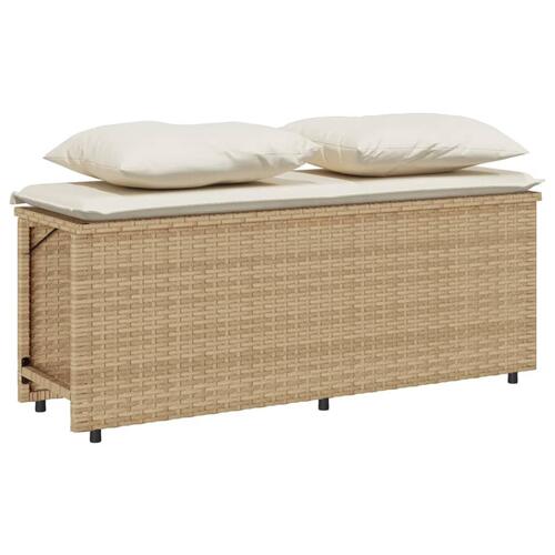 Spisebordssæt til haven 3 dele med hynder polyrattan beige