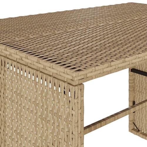 Spisebordssæt til haven 3 dele med hynder polyrattan beige