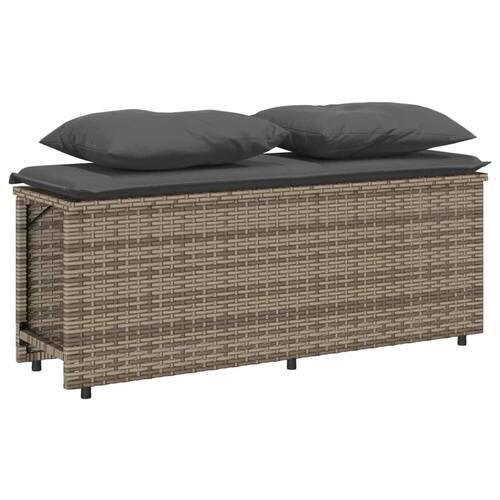 Spisebordssæt til haven 3 dele med hynder polyrattan grå