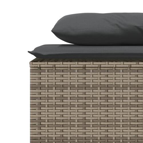 Spisebordssæt til haven 3 dele med hynder polyrattan grå