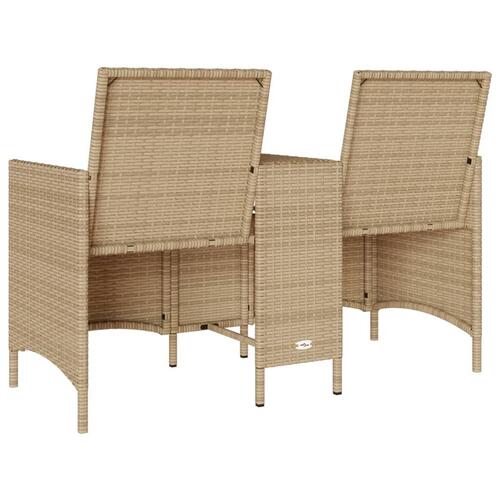 2-personers havesofa med bord og hynder polyrattan beige