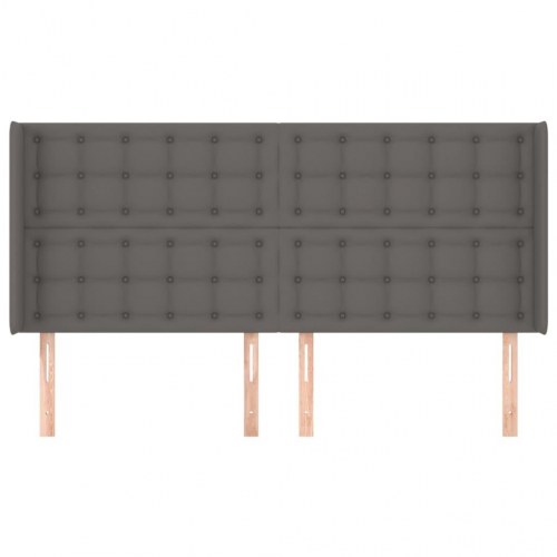 Sengegavl med kanter 163 x 16 x 118/128 cm - grå