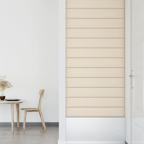 Vægpaneler 12 stk. 90x15 cm 1,62 m² fløjl cremefarvet