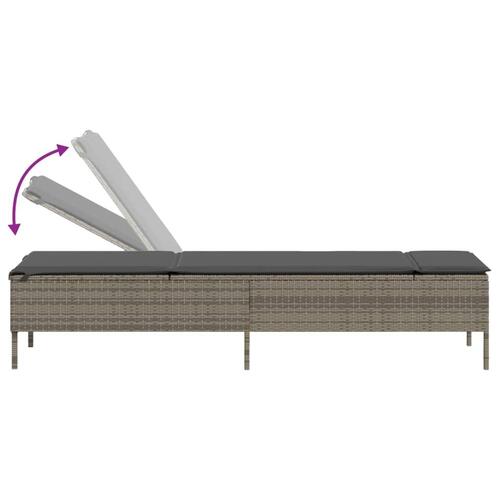 Liggestole 2 stk. med hynder polyrattan lysegrå