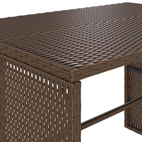 Spisebordssæt til haven 3 dele med hynder polyrattan brun