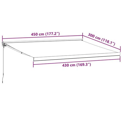 Foldemarkise 4,5x3 m stof og aluminium antracitgrå og hvid