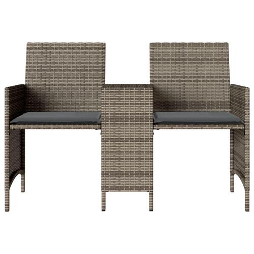 2-personers havesofa med bord og skamler polyrattan grå