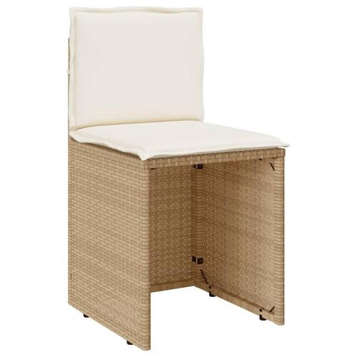 Bistrosæt til haven 3 dele med hynder polyrattan beige