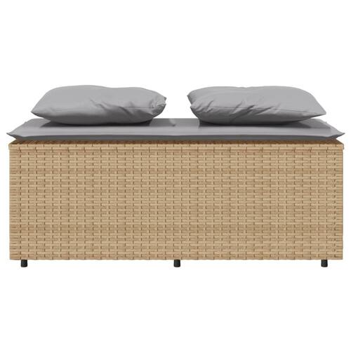 Spisebordssæt til haven 3 dele med hynder polyrattan beige