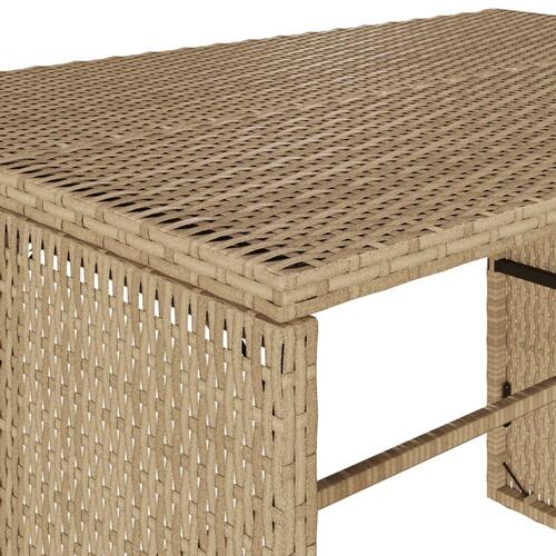 Spisebordssæt til haven 3 dele med hynder polyrattan beige