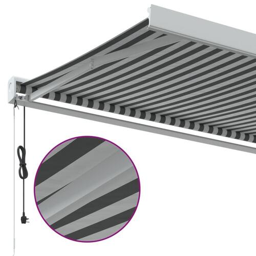 Foldemarkise 4x3 m stof og aluminium antracitgrå og hvid