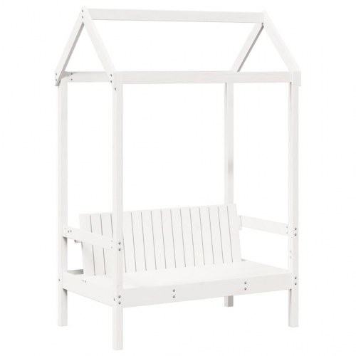 Husseng med bænk 90x190 cm massivt fyrretræ hvid