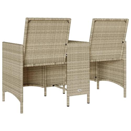 2-personers havesofa med bord og hynder polyrattan lysegrå