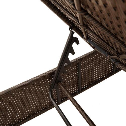 Liggestole 2 stk. med hynder polyrattan brun