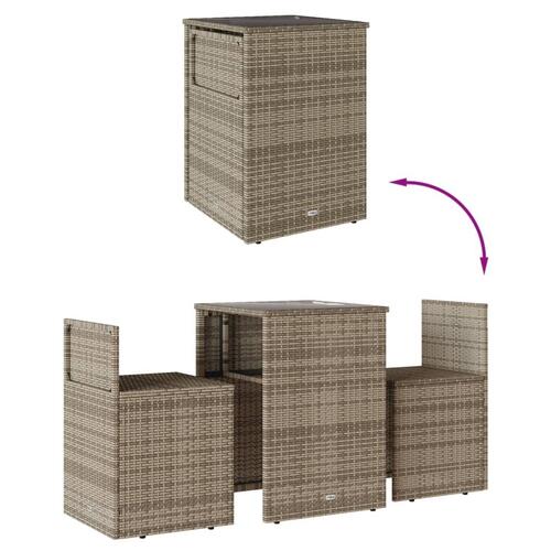 Bistrosæt til haven 3 dele med hynder polyrattan beige