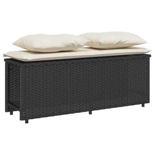 Spisebordssæt til haven 3 dele med hynder polyrattan sort