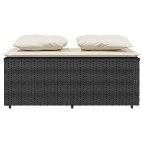 Spisebordssæt til haven 3 dele med hynder polyrattan sort