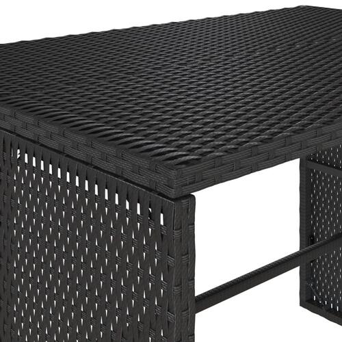 Spisebordssæt til haven 3 dele med hynder polyrattan sort