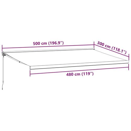 Foldemarkise 5x3 m stof og aluminium antracitgrå og hvid