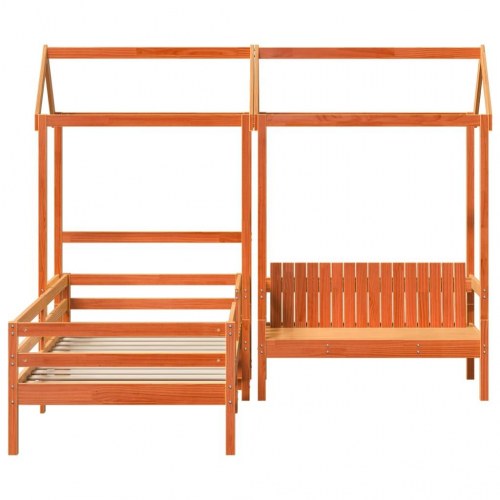 Husseng med bænk 100x200 cm massivt fyrretræ gyldenbrun