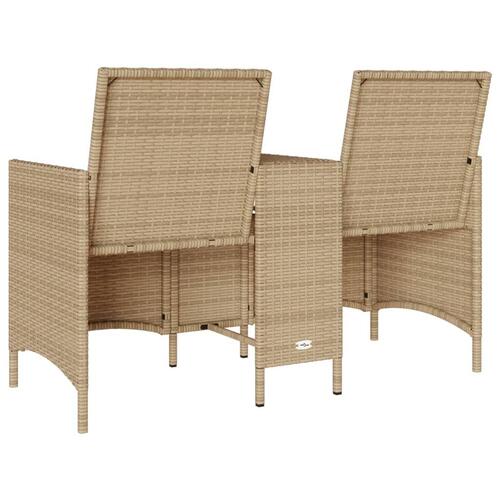 2-personers havesofa med bord og hynder polyrattan beige