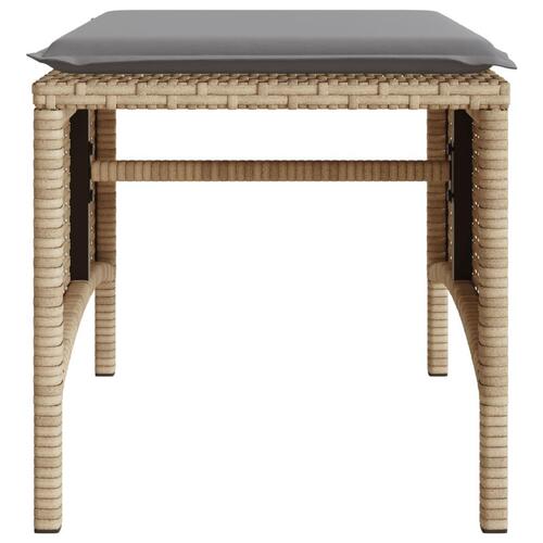 2-personers havesofa med bord og skamler polyrattan beige