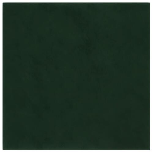 Vægpaneler 12 stk. 30x30 cm 1,08 m² fløjl mørkegrøn