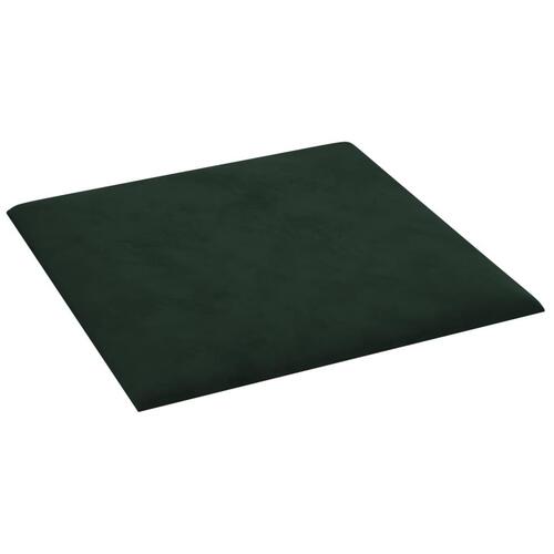 Vægpaneler 12 stk. 30x30 cm 1,08 m² fløjl mørkegrøn