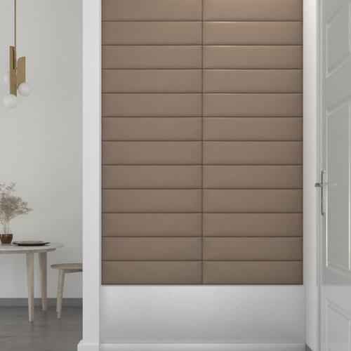 Vægpaneler 12 stk. 60x15 cm 1,08 m² kunstlæder cappuccinofarvet